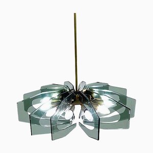 Mid-Century Modern Glas Pendelleuchte im Stil Fontana Arte, 1960er