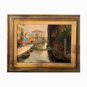 Gino Salviati, Rio De S. M. Formosa, Venice, 20th Century, Oil on Canvas, Framed