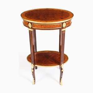 19th Century French Walnut Parquetry Oval Occasional Side Table