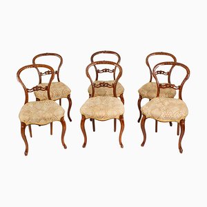 19th Century Victorian Walnut Cabriole Dining Chairs, Set of 6