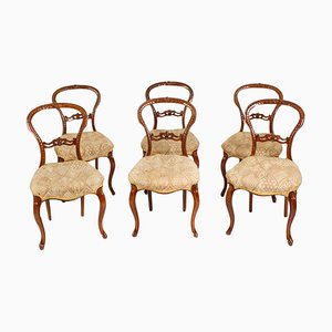 Chaises de Salle à Manger Victoriennes en Noyer, 19ème Siècle, Set de 6