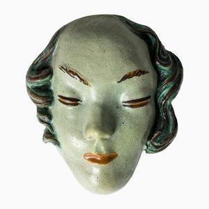 Steingut Maske von Allan Ebeling, 1930er