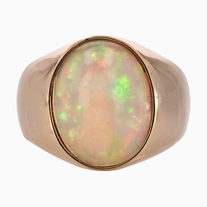 French 4.75 Carats Opal 18 Karat Yellow Gold Bangle Ring, 1960s