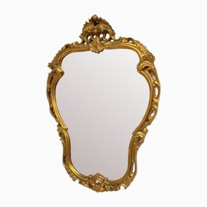 Espejo de pared italiano rococó decorativo vintage grande tallado en oro, 2010