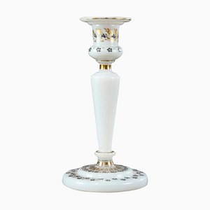 Early 19th Century Charles X White Opaline Candlestick