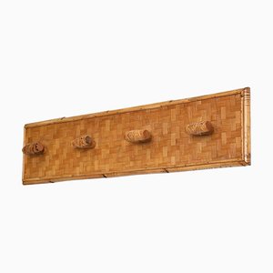 French Riviera Coat Rack in Wicker, Rattan and Bamboo, Italy, 1960s