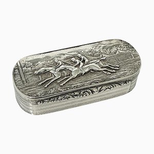 English Silver Horse Racing Snuff Box, Birmingham, 1829