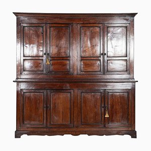 Large 19th Century George III English Oak & Fruitwood Housekeepers Cupboard, 1790s