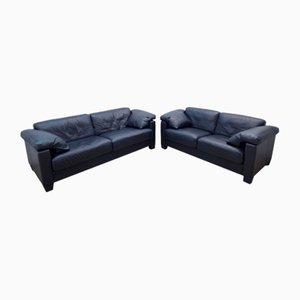 DS 17 Dark Blue Leather Sofas from de Sede for Wk Wohnen, Set of 2