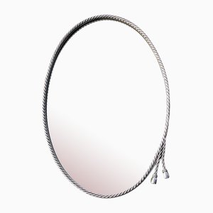 Oval Mirror in Bronze or Silver Brass in the style of Maria Pergay, France, 1960s
