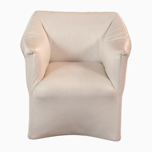 White Leather Tentazione Club Chairs attributed to Mario Bellini for Cassina, 1970s, Set of 2