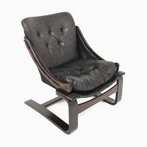 Chaise Scandinave en Cuir, Suède, 1960s