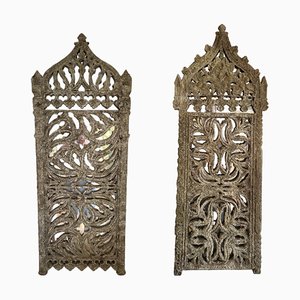 Mirrors with Rocky Panel Sculpture Indian Motifs, Set of 2