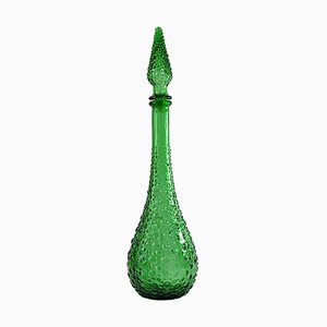 Botella Genie italiana vintage de vidrio verde, años 50