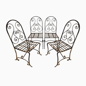 Chaises de Jardin en Fer Forgé, 1930s, Set de 4