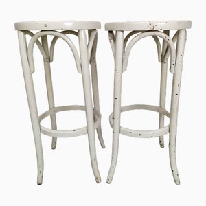 Set of Wooden Bistro Stools, 1930s
