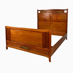 Art Nouveau Clematis Model Bed in Mahogany by Mathieu Gallerey, 1920s