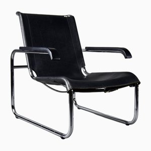 Early Edition B35 Black and Chrome Lounge Chair by Marcel Breuer for Thonet, 1970s