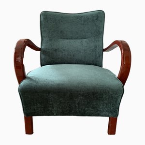 Art Deco Green Armchair, 1920s