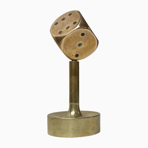 Mid-Century Schreibtischskulptur von Dice aus Bronze, 1950er