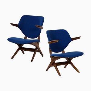 Blue Pelican Armchairs by Louis van Teeffelen for Webe, 1960s, Set of 2