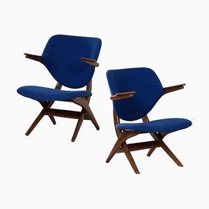 Fauteuils Pélican Bleus par Louis Van Teeffelen pour Webe, 1960s, Set de 2