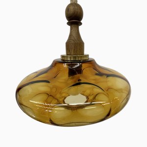 Lámpara colgante Mid-Century de vidrio, años 70