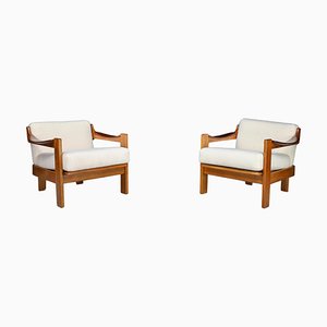Mid-Century Walnut Armchairs with Bouclé Fabric from A.G Barcelona, Spain, 1960s, Set of 2