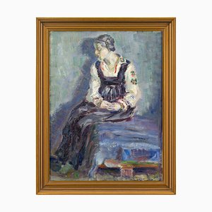 Jelle Troelstra, Porträt einer sitzenden Frau, 1890er, Öl auf Leinwand