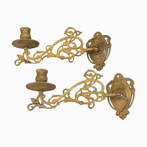 Art Nouveau French Piano Candleholders, 1950s, Set of 2