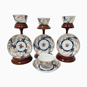 Tazas y platillos de té japoneses de porcelana, siglo XVIII. Juego de 4