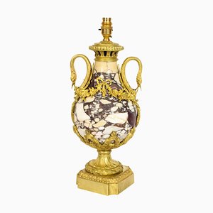 Antique French Louis XVI Revival Ormolu Mounted Marble Table Lamp, 1860s