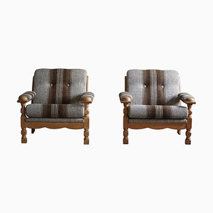 Set of Danish Modern Lounge Chairs in Oak attributed to Henning Kjærnulf, 1960s
