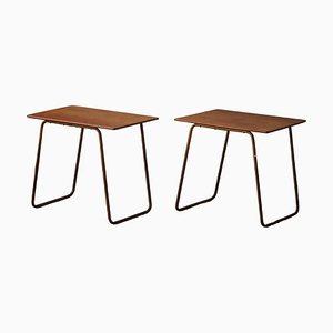 Mid-Century Danish Side Tables in Teak and Steel, 1960s, Set of 2