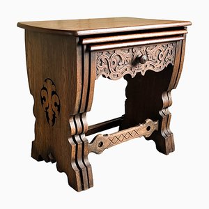 Hand Carved Oak Nesting Tables, 1940, Set of 3