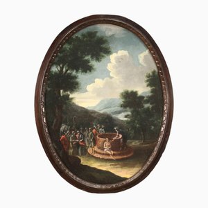 Joseph am Brunnen, 1721, Ovales Öl auf Leinwand, Gerahmt