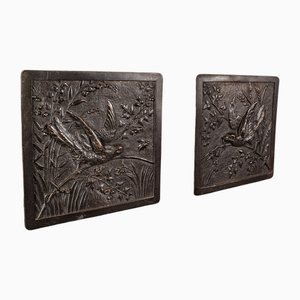 Antique Decorative Wall Plaques in, Bronze, Set of 2