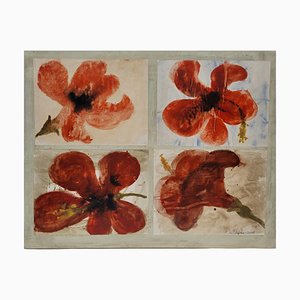 Lis Petersen, Poppies, Collage & Watercolor on Canvas, 2008