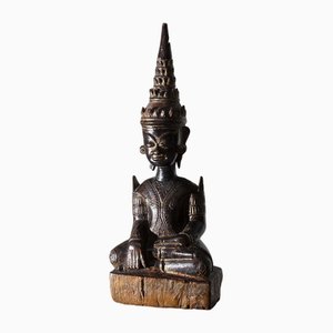 Thailändischer Künstler, Skulptur von Buddha, 19. Jh., Nussholz