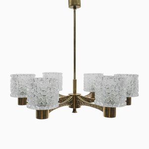 Mid-Century Modern Brass and Crystal Glass 6-Armed Sputnik Lamp, Austria, 1960s