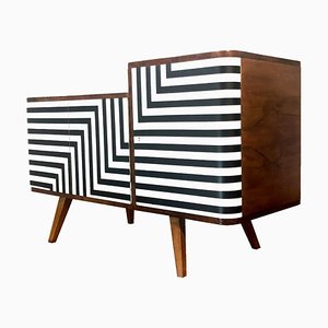 Sideboard with Op Art Motif, Poland, 1950s