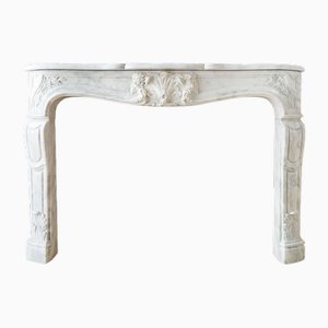 Antique French Carved Carrara Marble Fireplace with Coquille