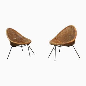Set of Garden Chairs in Rattan attributed to Roberto Mango, Italy, 1950s