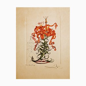 Salvador Dali, Blumen: Lilium Aurancacium et labra barocantia, 1972, Original Radierung