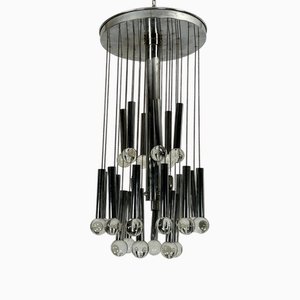 Glass Sphere and Chrome Chandelier from Sciolari, Italy, 1960s