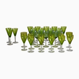 Verres Verts Vintage, 1920s, Set de 31