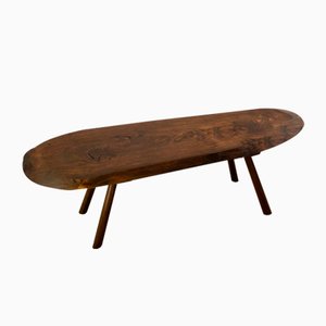 Gouge-cut Wooden Coffee Table, France, 1950s