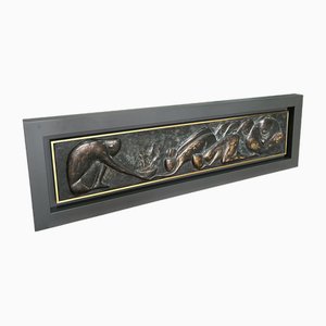 Large Mid-Century Modern Brass Wall Plaque, 1960s