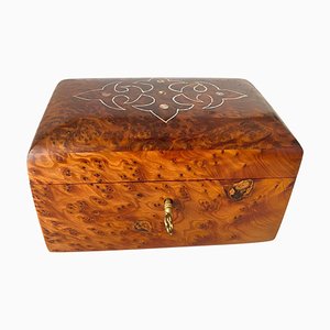 Jewelry Burl Wood Box in Brown Color, France, 1970s