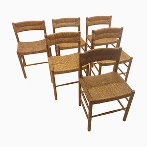 Chairs Dordogne Model attributed to Charlotte Perriand, Robert Santou France, 1950s, Set of 6